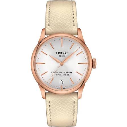 Tissot Chemin des Tourelles · PM80 · Bicolore · Cadran Argenté · Cuir · 34mm