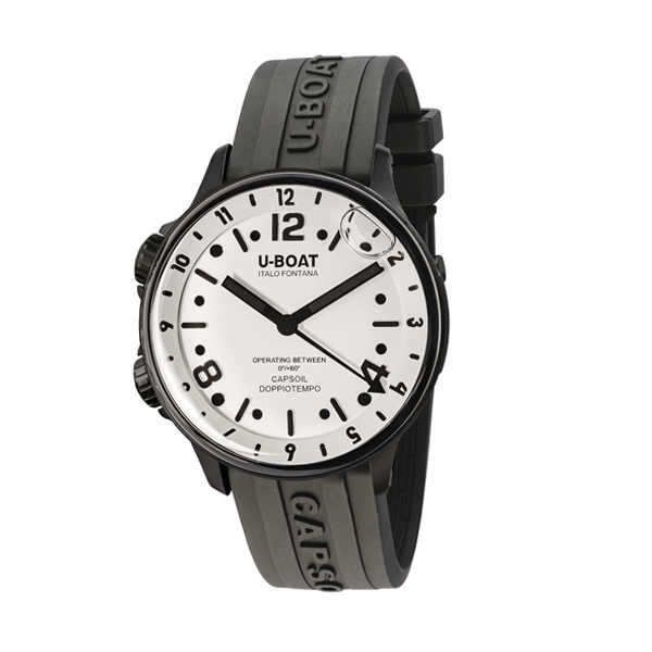 U-Boat Capsoil Doppiotempo · Quartz · 45mm · Cadran Blanc · Caoutchouc