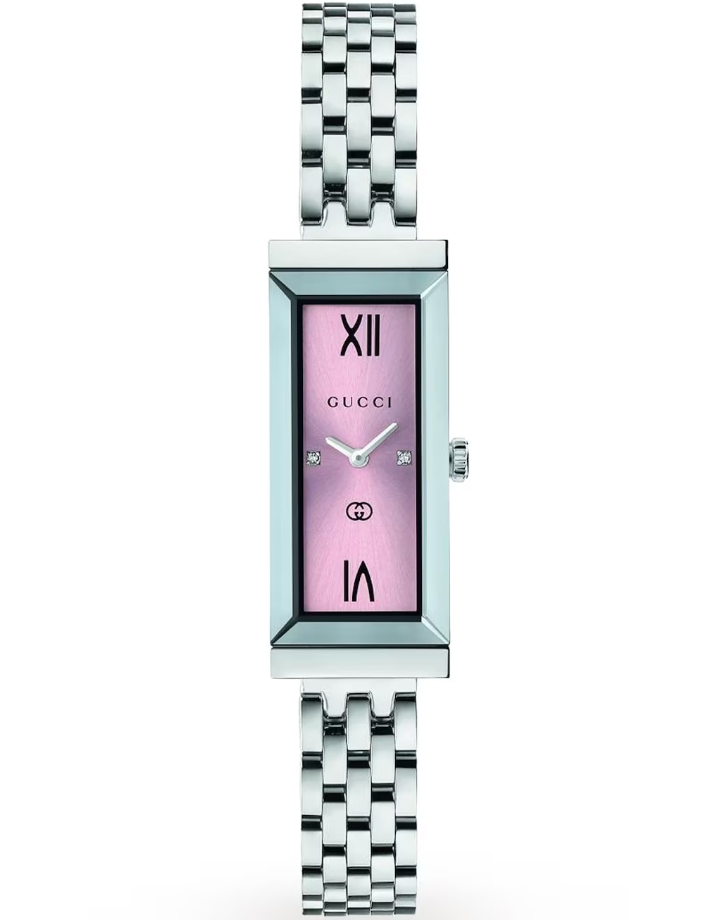 Gucci G-Frame · Rectangle · 27mm · Dame · Quartz · Cadran Blanc · Bracelet Acier