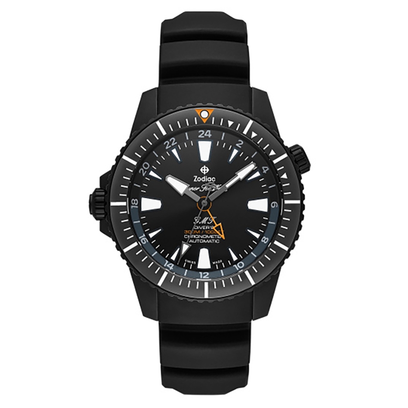Zodiac Super Sea Wolf Pro-Diver GMT · Automatique · 42mm · Cadran Noir · Caoutchouc