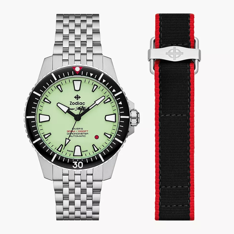 Zodiac X RedBar · Super Sea Wolf Pro-Diver · Édition Limitée 200p · Cadran Lume Pistache · 42mm