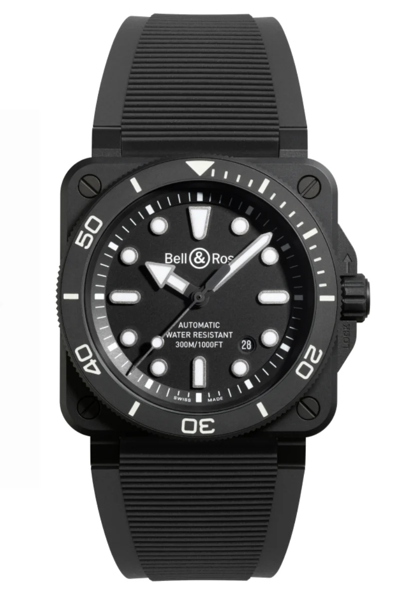 Bell & Ross BR-03 Diver Lum Outline · Céramique Noire · Édition Limitée 500p · 42mm · Caoutchouc