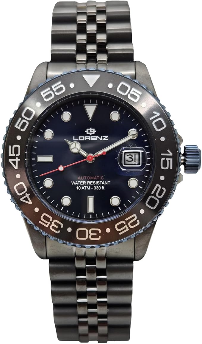 LORENZ Sport Automatic · IP Gun · Cadran Noir · Bracelet Acier Noir — vue 3
