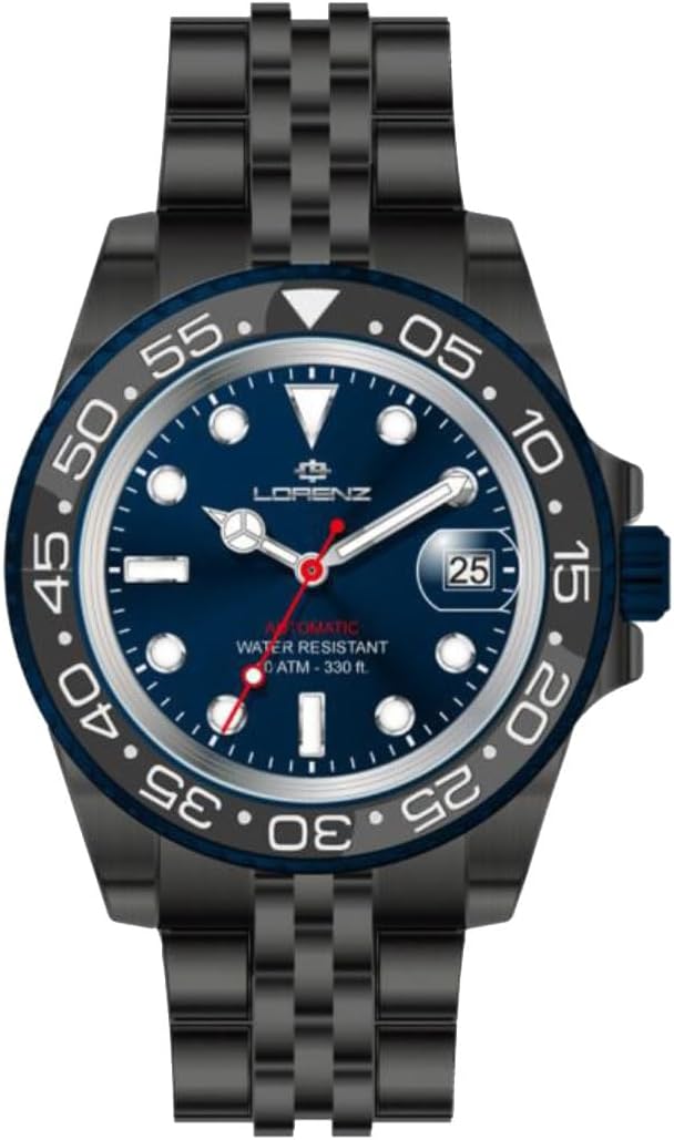 LORENZ Sport Automatic · IP Gun · Cadran Noir · Bracelet Acier Noir